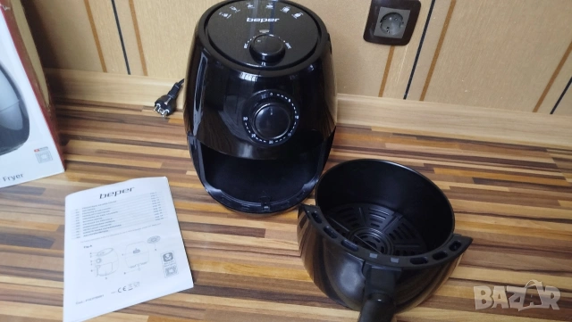 Фритюрник с горещ въздух , 1000W, 2 л, Черен, снимка 6 - Фритюрници - 42457789