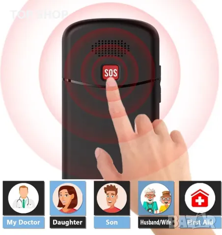Мобилен телефон Tosaju 4G за възрастни, големи бутони, отключен, LCD дисплей, SOS бутон, 1000 mAh, снимка 6 - Телефони с две сим карти - 49629266