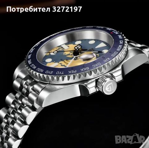 PAGANI DESIGN автоматичен часовник с Японски механизъм SEIKO NH34 GMT,стъкло сапфир,водоустойчив, снимка 3 - Мъжки - 45695170