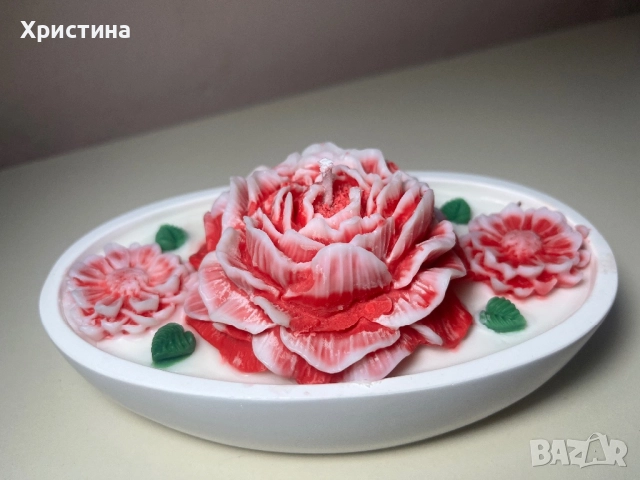 Коледен подарък ароматни соеви свещи букети, снимка 7 - Ръчно изработени сувенири - 52499550