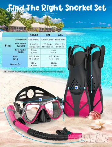 Комплект шнорхел, маска и плавници Zenoplige за възрастни, снимка 6 - Водни спортове - 49988866