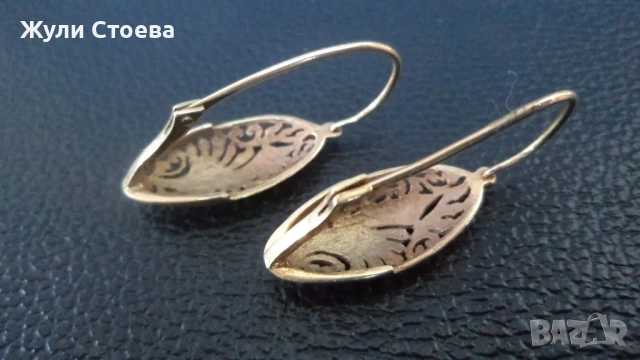 Златни обеци бадеми, снимка 3 - Обеци - 53704189