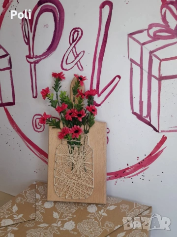 Ръчно изработено пано "Ваза с цветя" 