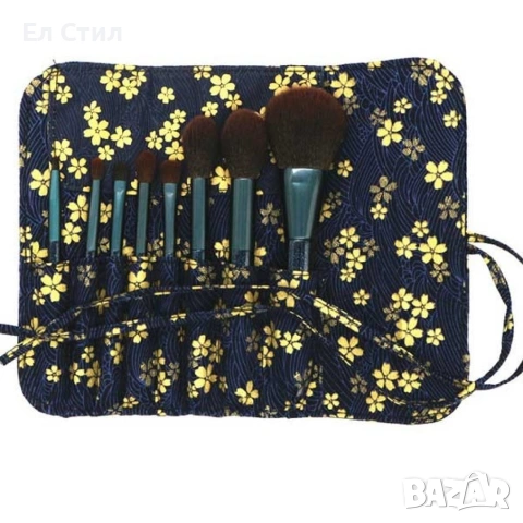Комплект от 8 четки за грим в красива разгъваща се чантичка HZS69, снимка 6 - Други - 53866402