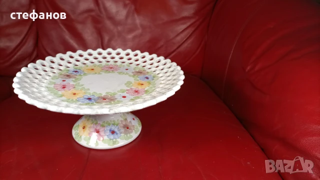 Красива керамична фруктиера, рязан, гледжосана, снимка 5 - Прибори за хранене, готвене и сервиране - 51258121