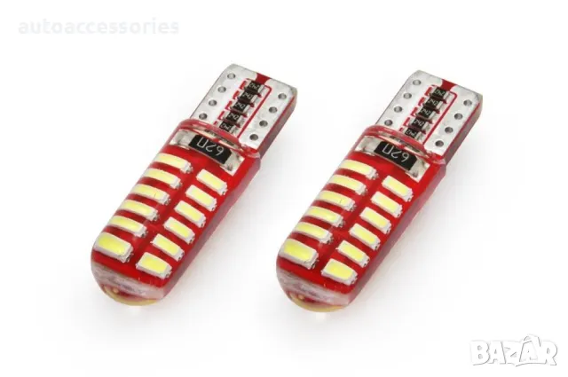 Комплект диодни Led , лед крушки за интериор,габарит,осветление номер Amio LED CANBUS 24SMD 3014 T10, снимка 2 - Аксесоари и консумативи - 48125797