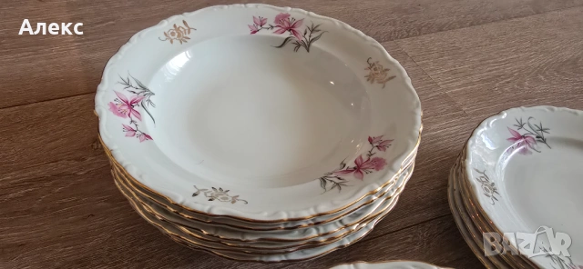 Бохемия Чехословакия– сервиз за хранене, костен порцелан, 17части, снимка 3 - Сервизи - 53659743