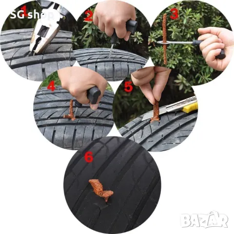 Авариен комплект инструменти за ремонт на спукани гуми, снимка 2 - Аксесоари и консумативи - 49631170