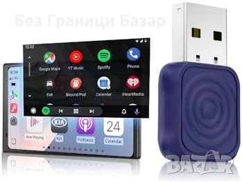 Нов Безжичен адаптер CarPlay и Android Auto USB-A/C Plug & Play за кола