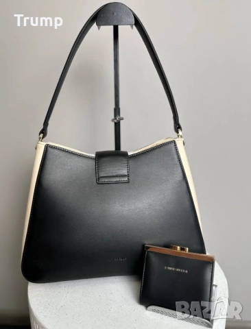 Чанта двуцветна CHRIS BELLA, с подарък портмоне на същата фирма, снимка 2 - Чанти - 51655289