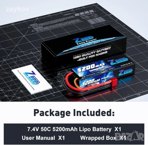 Zeee 2S 5200mAh Lipo батерия 7.4V 50C, снимка 4 - Друга електроника - 45997641