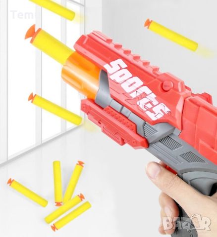 Детска играчка пистолет с леки и меки патрони / Цвят: Според. нал в склада / Меки и гъвкави патрони,