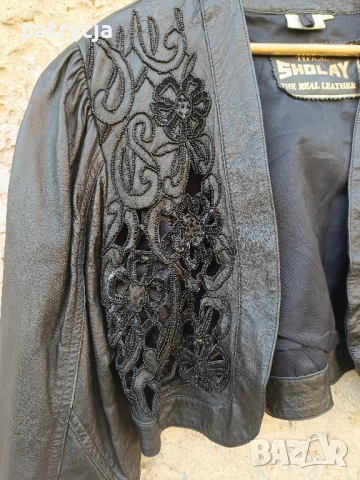 Vintage дамско кожено яке 80s черно XL , снимка 9 - Якета - 52126356