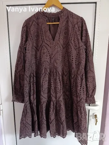 Y.A.S.  - кафява рокля  яшоли с английска дантела