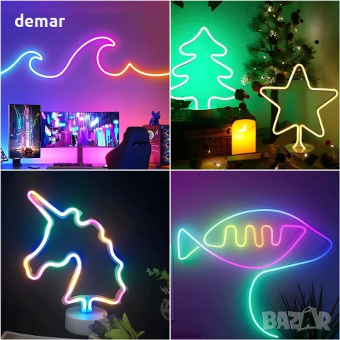 FWoche LED неонова въжена светлина 5M, RGB IC светлинна лента Bluetooth приложение и IR дистанционно, снимка 7 - Лед осветление - 52128873