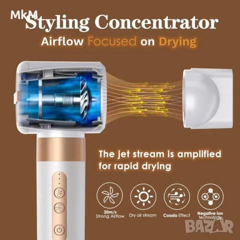 Сешоар Ukliss Airstyler , комплект Styler 7-в-1, високоскоростен безчетков мотор, снимка 5 - Сешоари - 50823640
