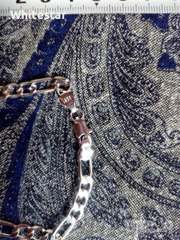 Мъжки посребрен ланец, снимка 2 - Колиета, медальони, синджири - 53623610