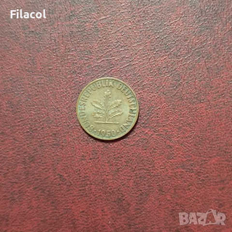 Германия 1 пфениг 1950 година МД 'D' - Мюнхен, снимка 2 - Нумизматика и бонистика - 52919116