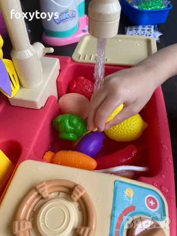 Детска мивка с течаща вода с малка кухня, снимка 8 - Образователни игри - 52669934