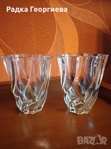 Чифт френски стъклени вази, снимка 2 - Вази - 50241103