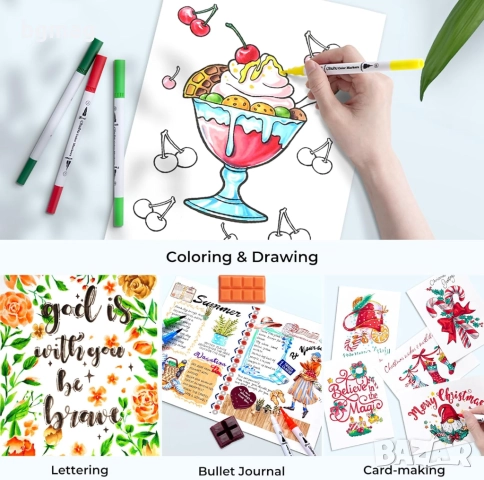 Ohuhu Maui Series маркери с два писеца тип четка и тънък писец,60 цвята, снимка 8 - Ученически пособия, канцеларски материали - 52146371