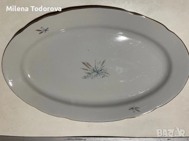  Голямо елипсовидно, порцеланово плато с маркировка