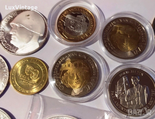 Лот медали монети позлатени посребрени, снимка 3 - Нумизматика и бонистика - 53705169