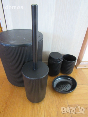 Комплект за баня от 5 части ,черен, снимка 3 - Органайзери - 54185025