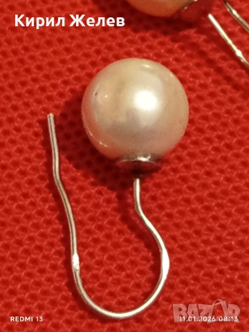 Винтидж сребърни обеци с естествени Перли ювелирна изработка Ретро Арт бижу 52759, снимка 7 - Обеци - 53059627