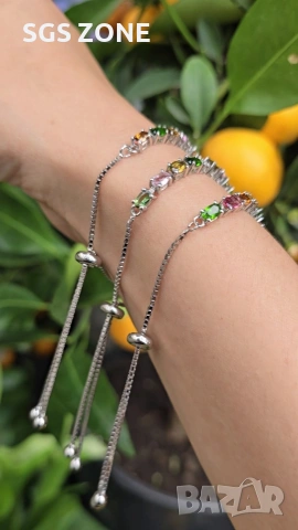 ГРИВНА ОТ СРЕБРО С МНОГОЦВЕТЕН ТУРМАЛИН, снимка 2 - Гривни - 53274333