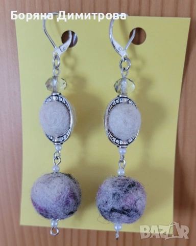 Еко бижута от вълна - красиви обеци за ежедневието! Уникати!, снимка 13 - Обеци - 53657020