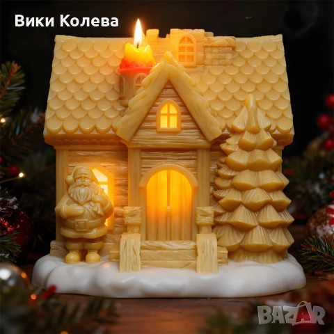  Силиконов молд “Коледна къщичка със Санта” – изработи своя празнична магия! , снимка 4 - Форми - 52128309