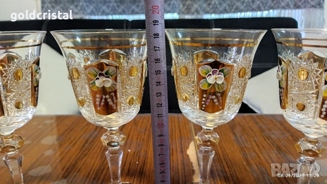 кристални чаши Чехословакия Бохемия , снимка 3 - Антикварни и старинни предмети - 53398146