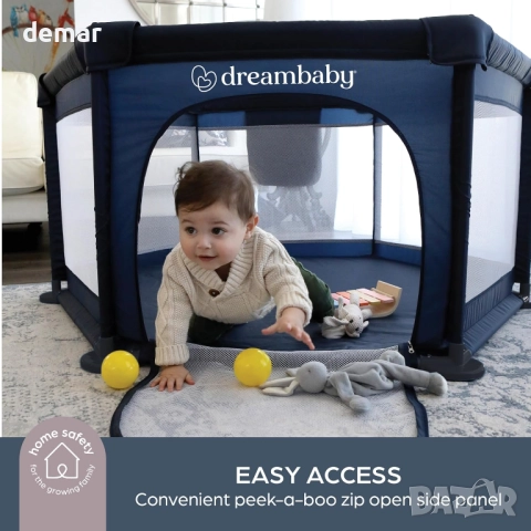 Dreambaby Голяма кошара за игра Explore Deluxe, 140х140 см, тъмносиня, снимка 3 - Кошарки - 52672209