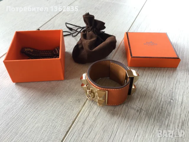 НОВА оранжева гривна от естествена кожа HERMES Paris Collier de Chien, снимка 1 - Гривни - 47129137