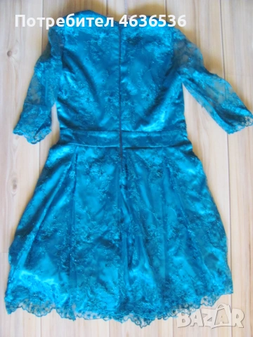 Дамска дантелена рокля с болеро , петролено зелено, снимка 9 - Рокли - 53438189