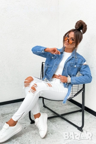 Уникално дънково яке с изрязани панели, снимка 10 - Якета - 53864324