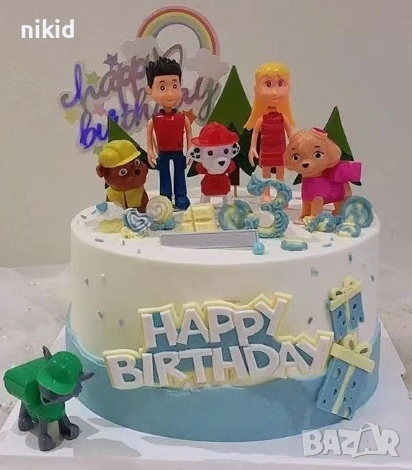 8 фигурки Пес Патрул Paw Pes Patrol Райдър кучета пластмасови играчки и украса за торта, снимка 2 - Фигурки - 53577208