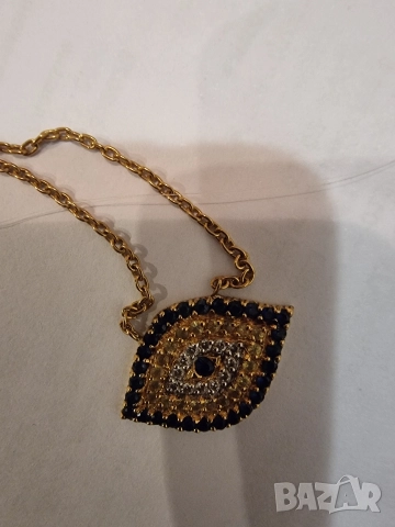 14к златен синджир с диаманти и сапфири , снимка 2 - Колиета, медальони, синджири - 52578448