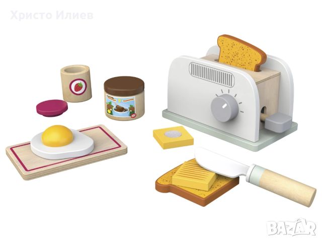 Детски дървен тостер с аксесоари Дървени кухненски играчки, снимка 4 - Образователни игри - 45651549