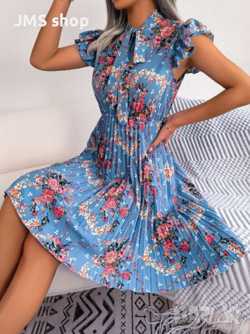 Ваканционна дамска елегантна рокля с кръгло деколте, без ръкави, 3цвята , снимка 5 - Рокли - 45368708