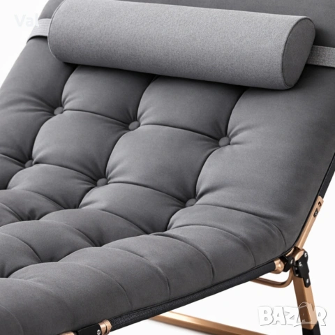 Сгъваемо къмпинг легло с матрак (180 см) – Регулируем градински шезлонг с възглавница, снимка 8 - Градински мебели, декорация  - 53968588