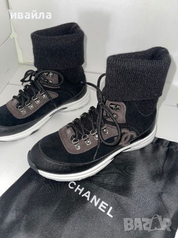 Черни маратонки сиви Шанел Chanel , снимка 4 - Маратонки - 45783007