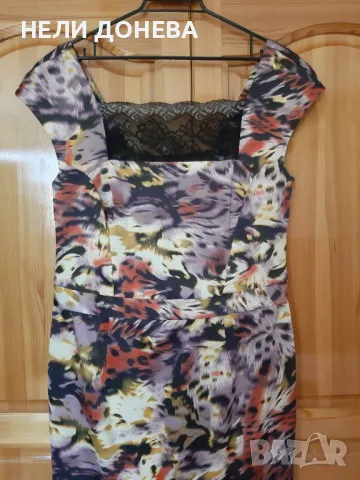 Красива Рокля на Rosi Fashion Цветна с Черна Дантела!НОВА с Етикет!№46, снимка 2 - Рокли - 50277455