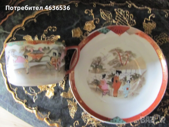 Японски К-т Чашка за чай, чинйка костен порцелан , маркирани, снимка 2 - Сервизи - 53254905