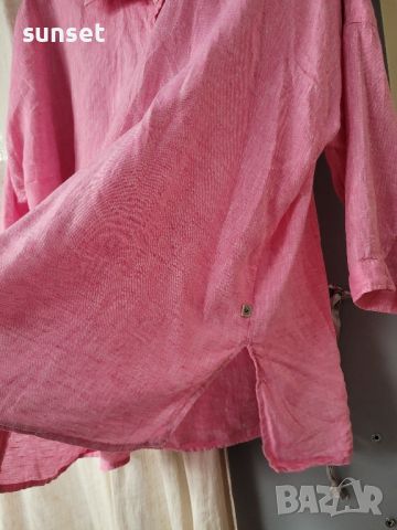 Розова ЛЕНЕНА риза ГОЛЯМ размер- XXL, снимка 4 - Ризи - 46156886