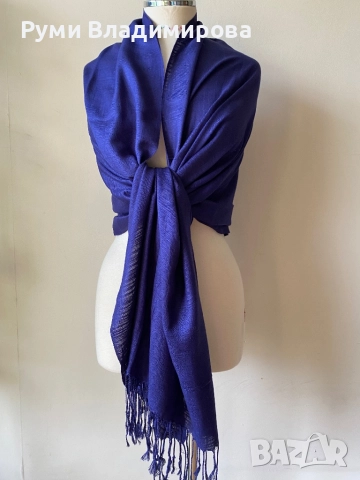 Тъмносин шал/ различни видове, с етикет, снимка 7 - Шалове - 49367965