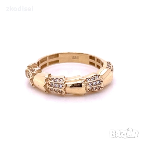 Златен дамски пръстен BULGARI 3,49гр. размер:58 14кр. проба:585 модел:36276-6