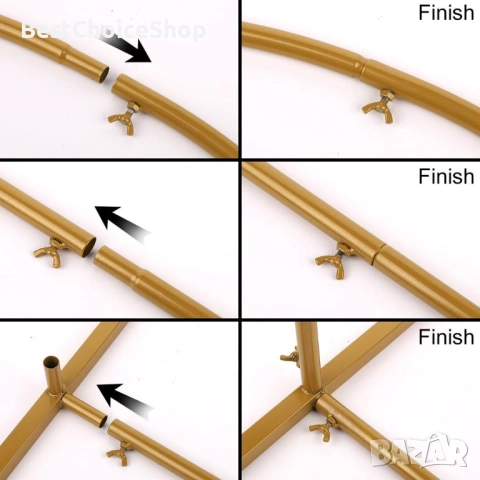 Метална сватбена арка, 2м х 1м рамка за сватбена арка златна, снимка 7 - Други - 53501736