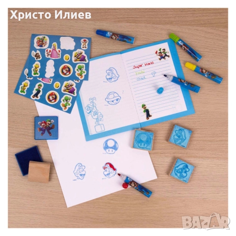 Творчески комплект Супер Марио печати фулмастри стикери Super Mario, снимка 3 - Ученически пособия, канцеларски материали - 51878089